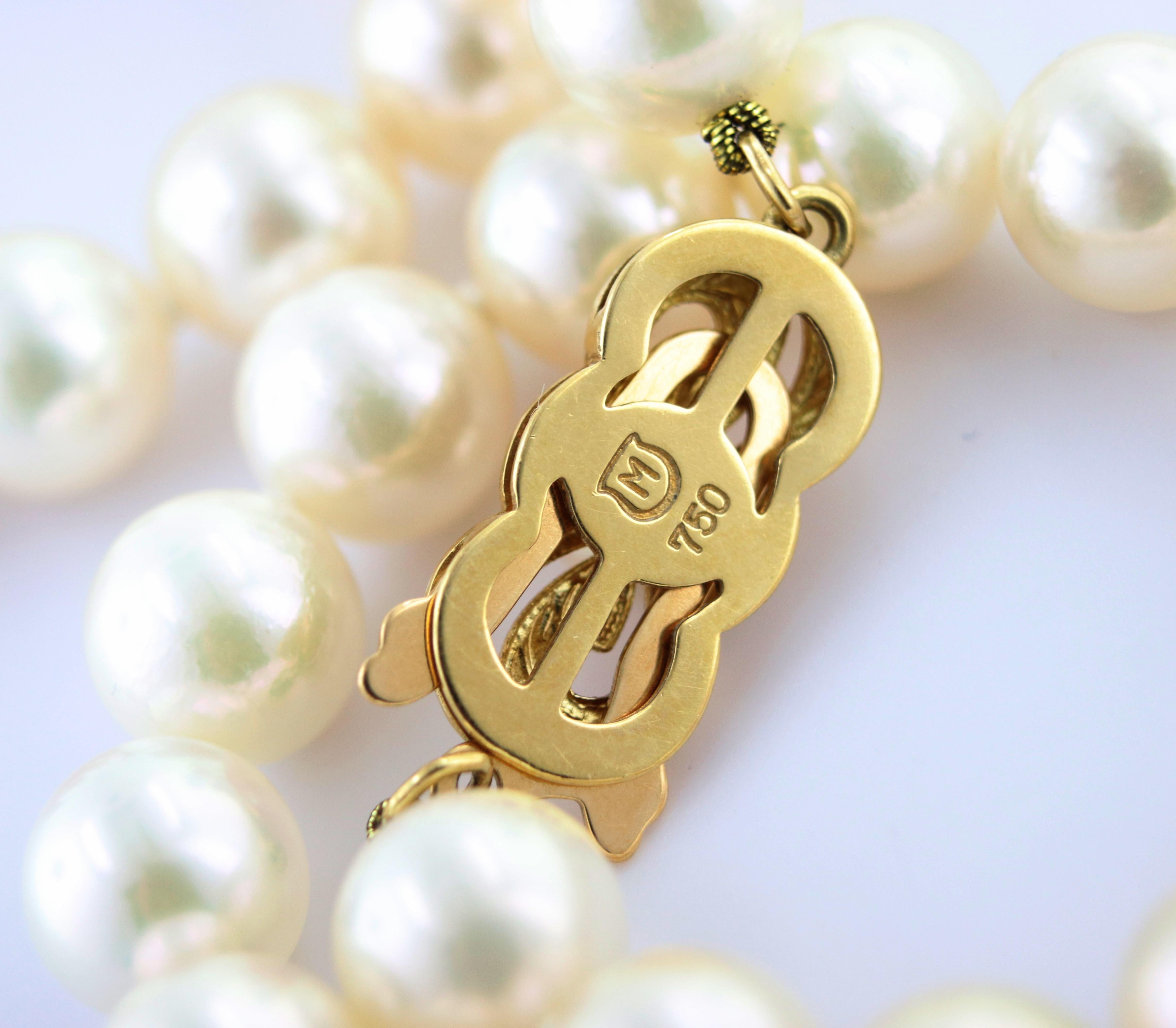 Artisan Mikimoto Cultured Akoya Pearl, 18k Yellow Gold Necklace