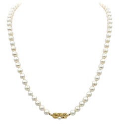 Mikimoto Cultured Akoya Pearl 20" Strand Necklace with 18 Karat Gold Clasp