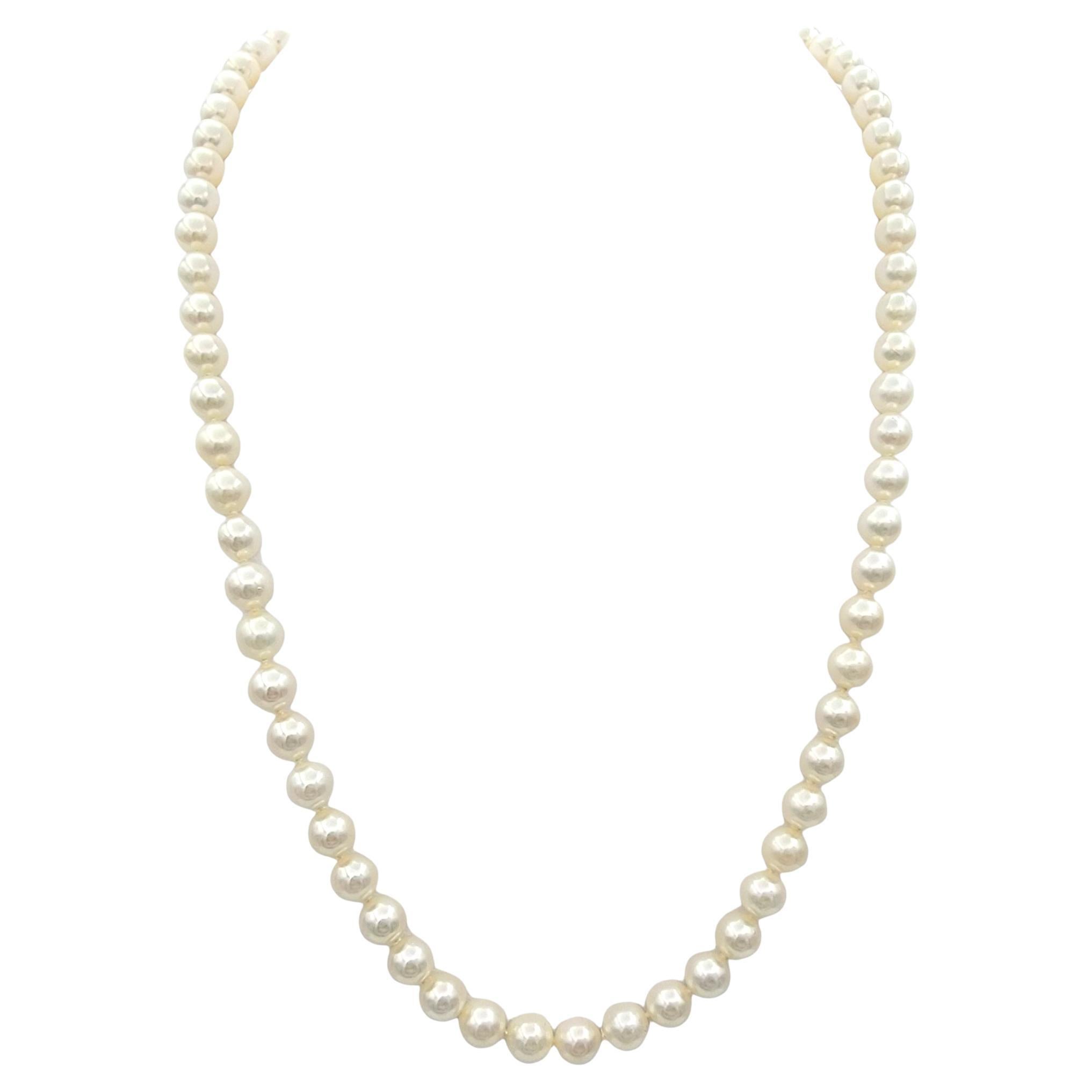 Mikimoto Collier de perles Akoya de culture de 20 pouces avec fermoir en or 18 carats