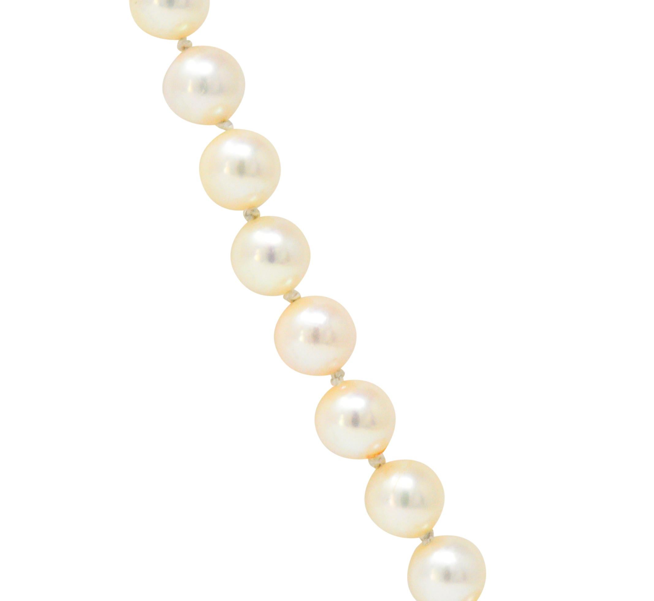 Women's or Men's Mikimoto Cultured Pearl 14 Karat Gold Necklace