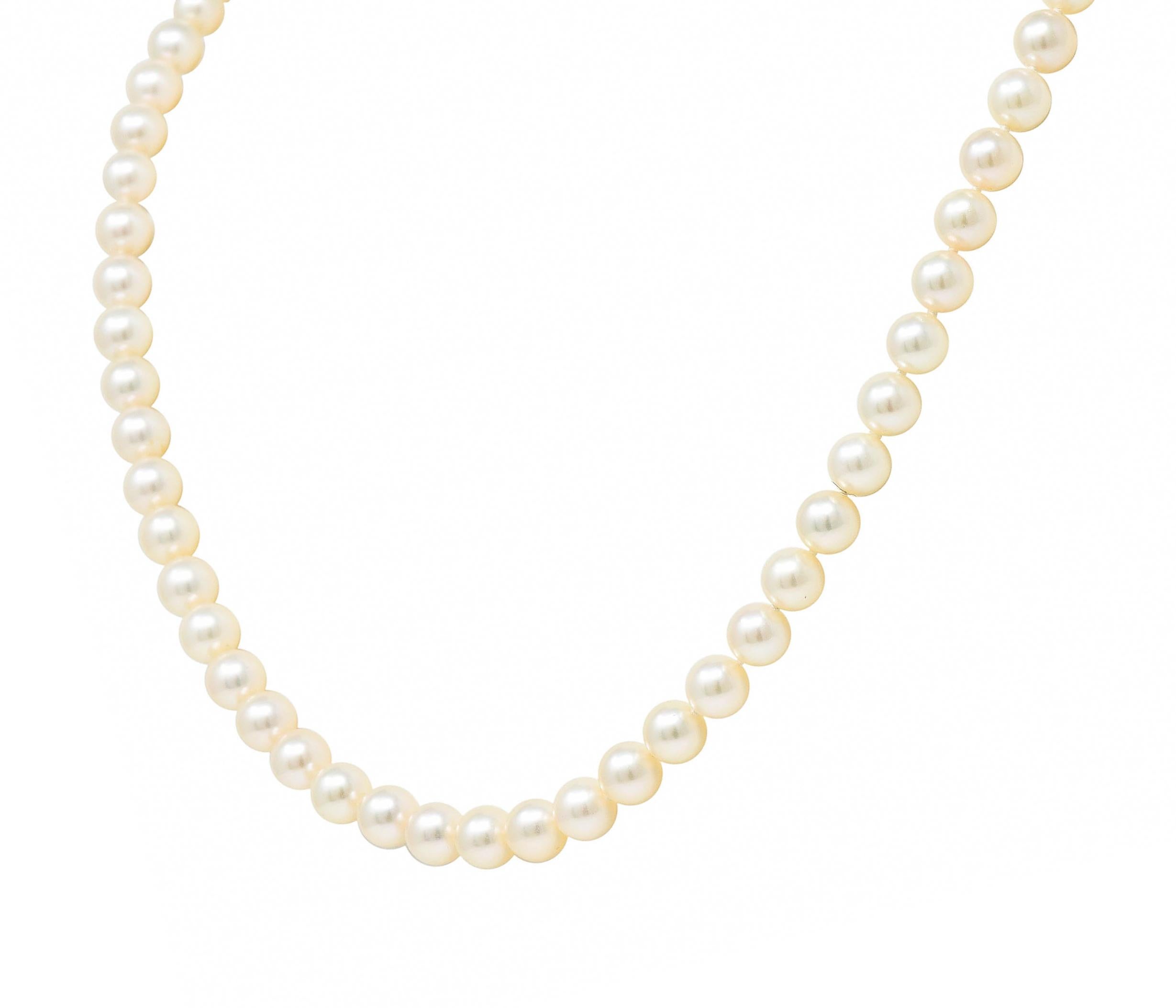 Uncut Mikimoto Cultured Pearl 18 Karat Gold Matinee Strand Necklace
