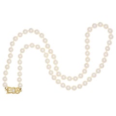 Mikimoto Cultured Pearl 18 Karat Yellow Gold Necklace