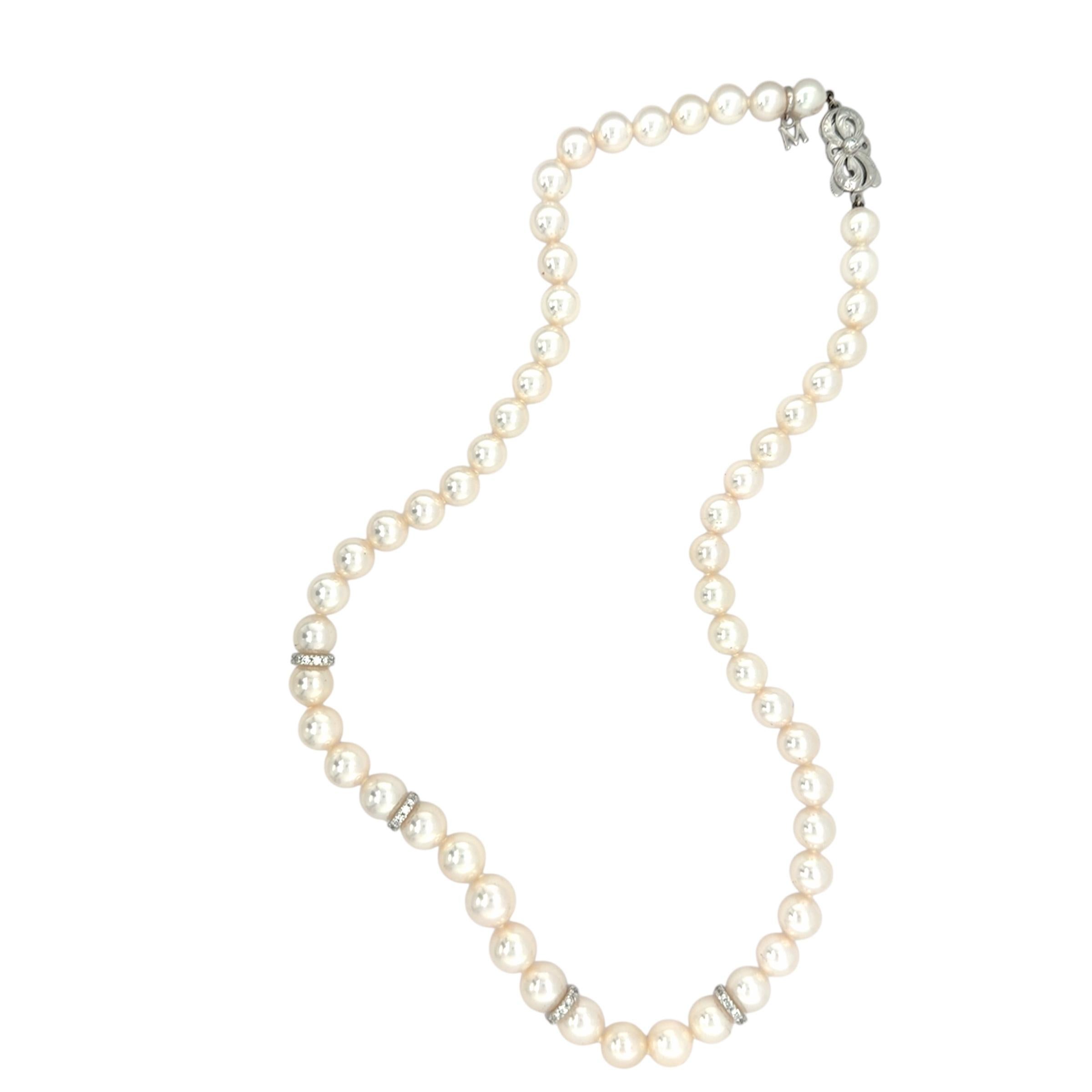 Mikimoto, collana di perle coltivate e diamanti In condizioni ottime in vendita a Chicago, IL