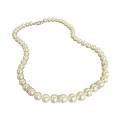 Mikimoto, Cultured Pearl and Diamond Necklace