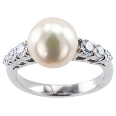 Mikimoto Cultured Pearl Diamond White Gold Ring