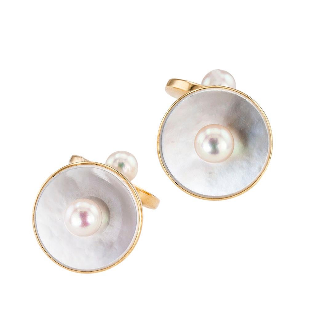 Mikimoto cultured pearl mother of pearl and yellow gold double-sided cufflinks circa 1950. *  Love them because they caught your eye, and we are here to connect you with beautiful and affordable jewelry.  It is time to claim a reward for yourself! 