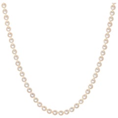 Retro Mikimoto Cultured Pearl Necklace Strand Opera 14 Karat Gold