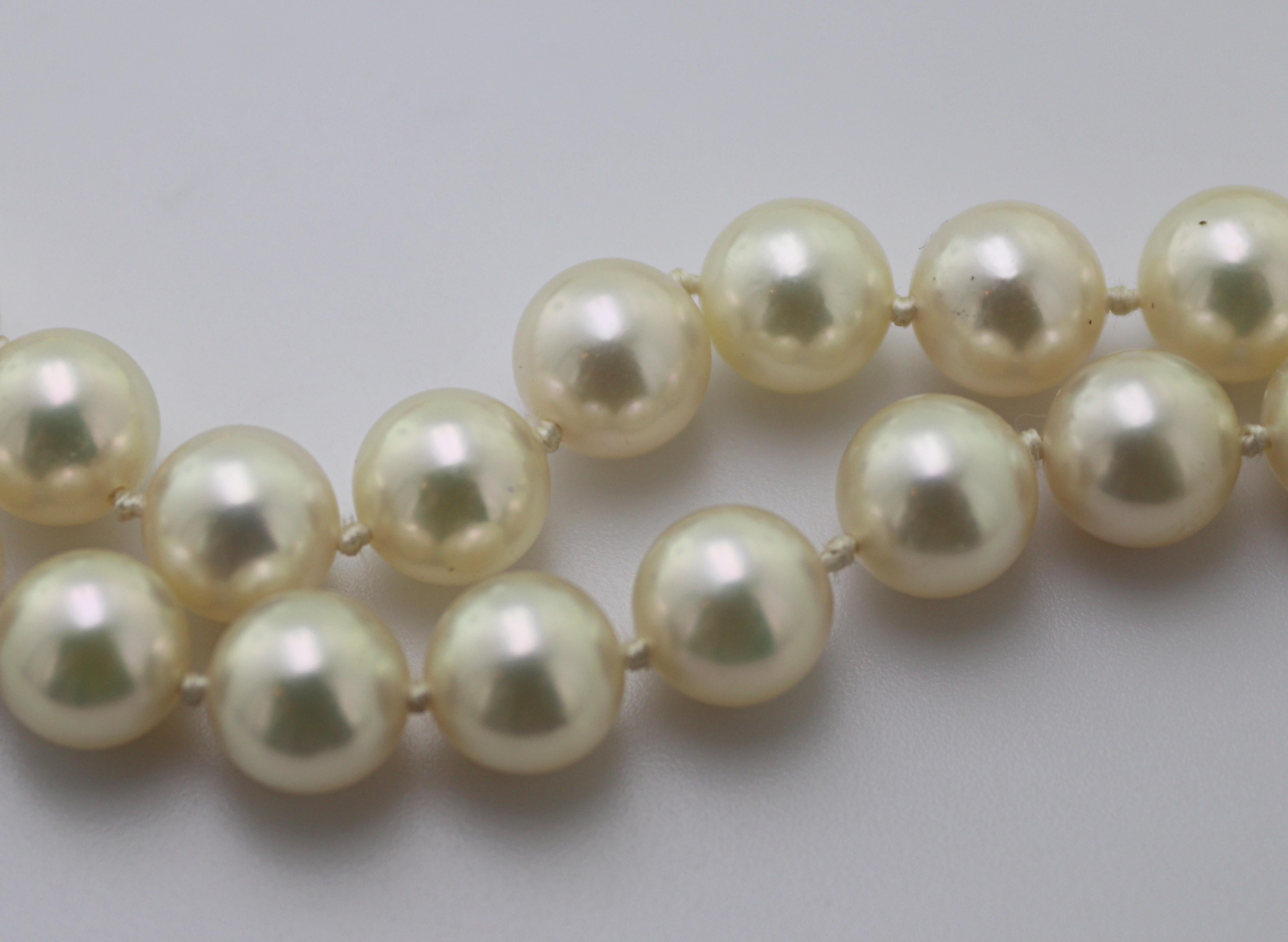 Mikimoto Cultured Pearl, Yellow Gold Necklace and Earrings Suite 4
