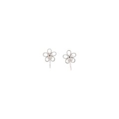 Mikimoto Daisy Screw Stud 18 Karat White Gold with Diamonds Earrings