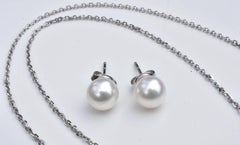 Mikimoto Diamond and Pearl Necklace and Earrings