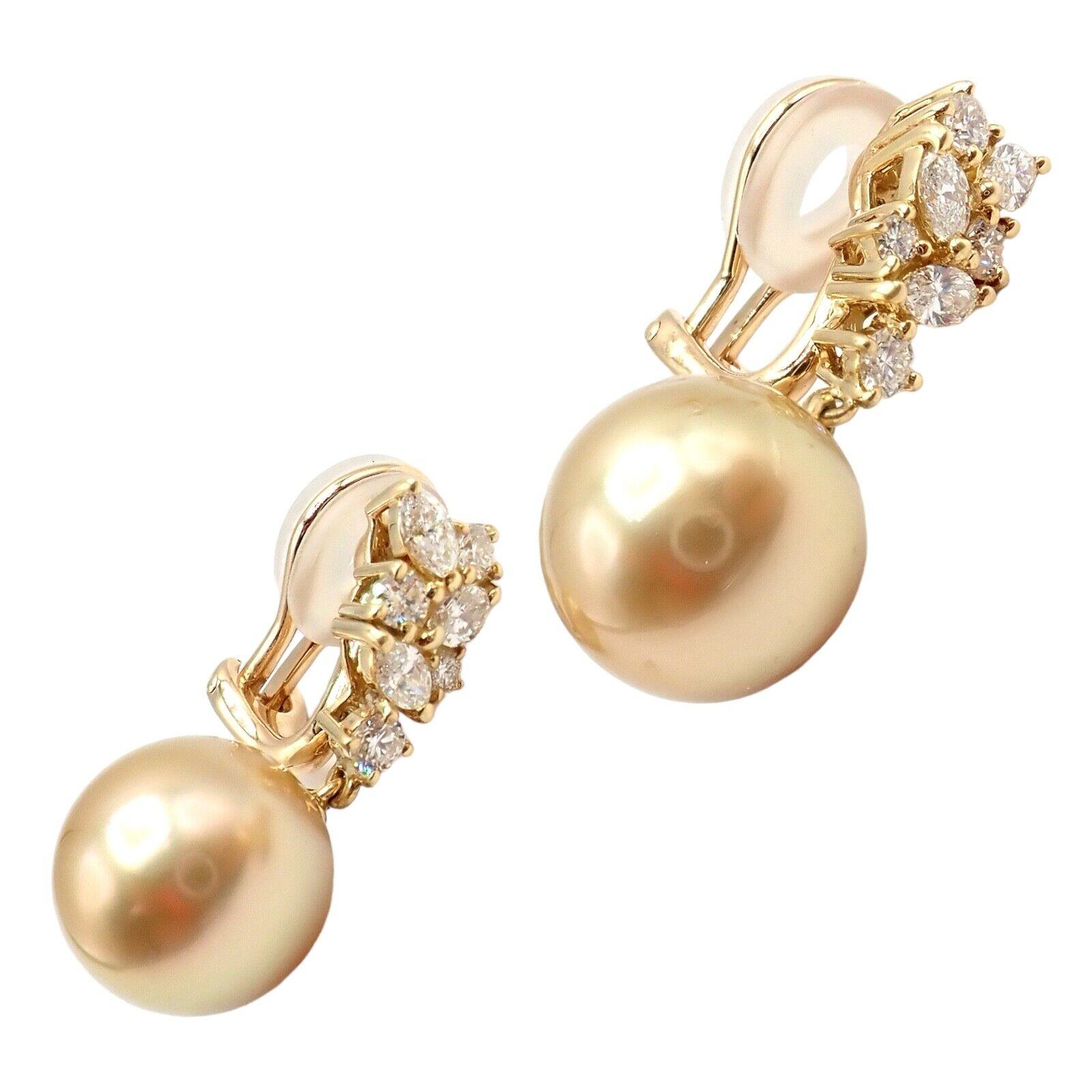 18k Yellow Gold Diamond 11.5mm Golden South Sea Pearl earrings by Mikimoto. 
Embrace timeless elegance with these Rare Mikimoto 18k Yellow Gold Diamond 11.5mm Golden Southsea Pearl Earrings. The earrings showcase radiant golden Southsea pearls, with
