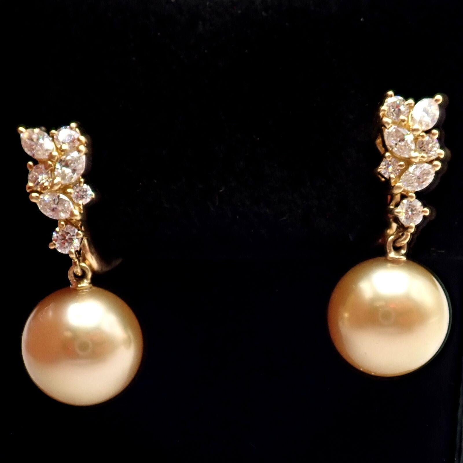 Mikimoto Diamond 11.5mm Golden South Sea Pearl Yellow Gold Earrings 3
