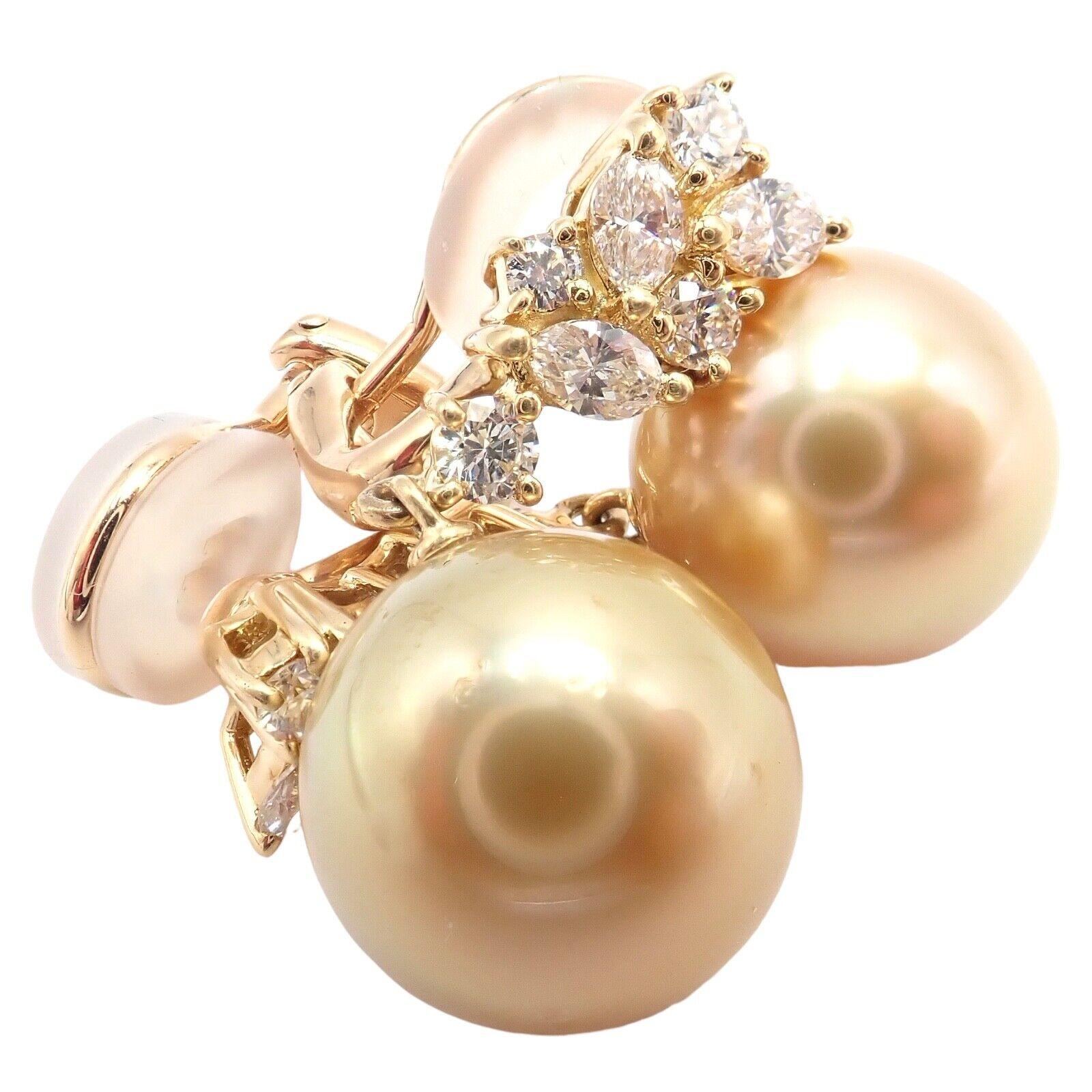 Mikimoto Diamond 11.5mm Golden South Sea Pearl Yellow Gold Earrings 4