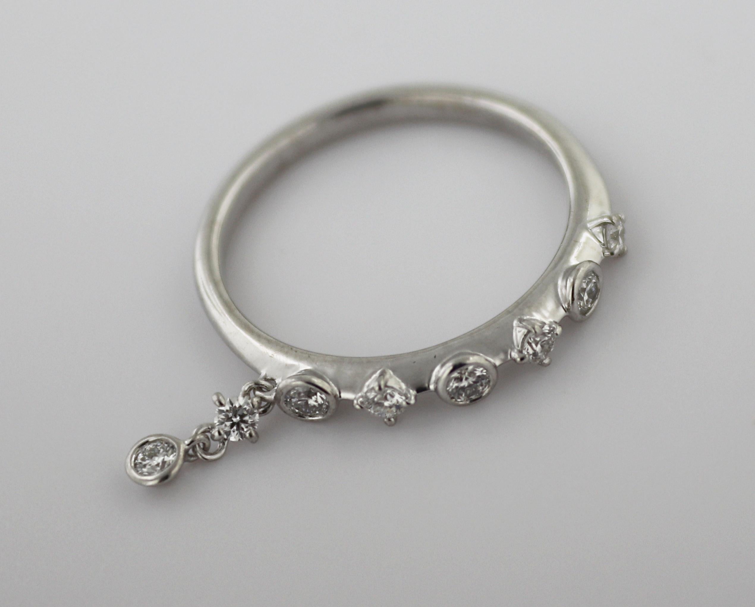 Mikimoto Diamond, 18K White Gold “Pinky” Ring For Sale 1