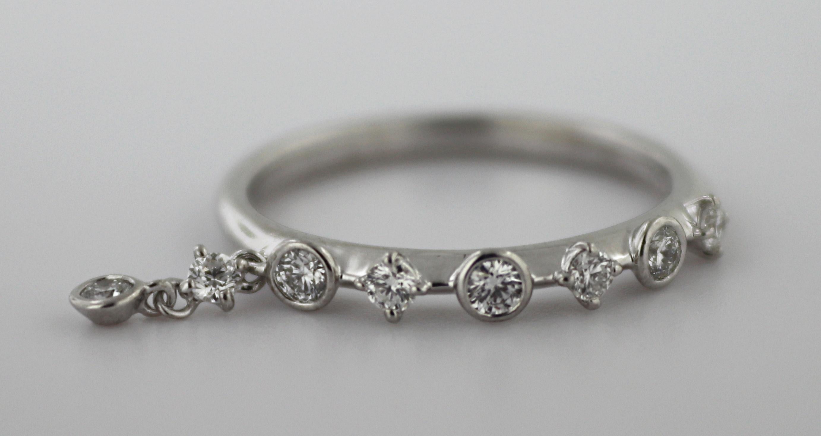 Women's Mikimoto Diamond, 18K White Gold “Pinky” Ring For Sale