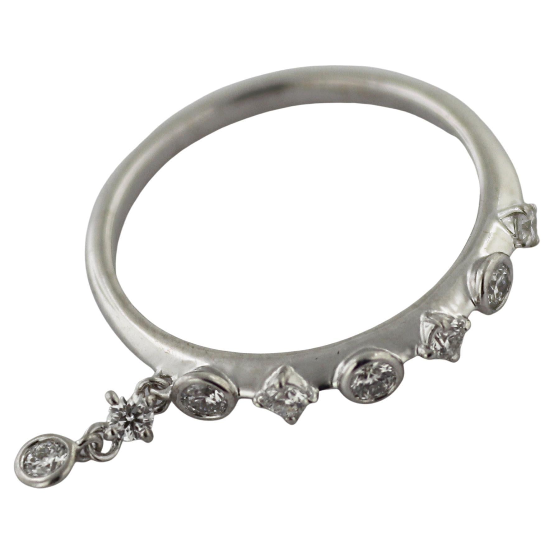 Mikimoto Diamond, 18K White Gold “Pinky” Ring For Sale