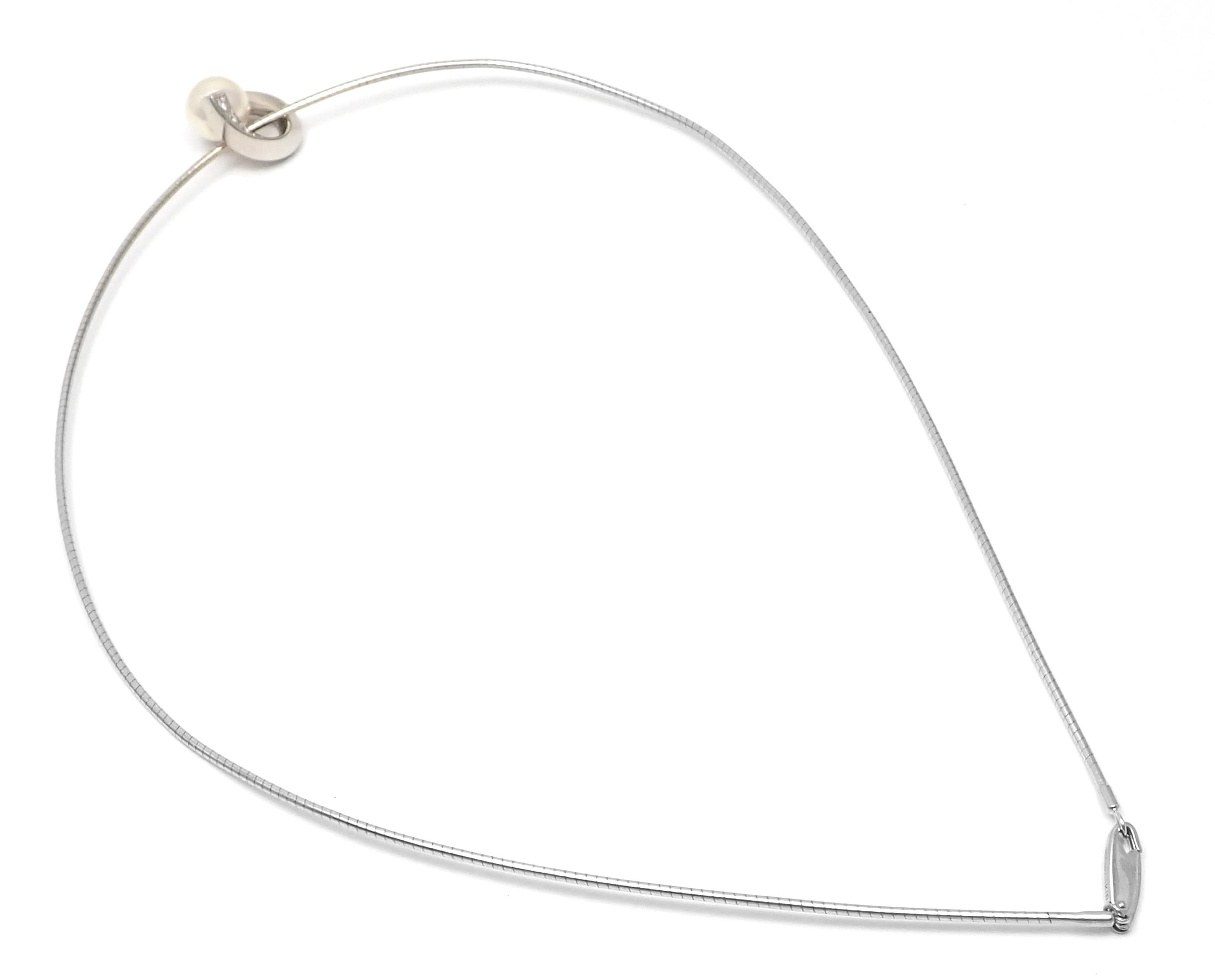 Mikimoto Diamond Akoya Cultured Pearl Platinum Pendant White Gold Chain Necklace For Sale 6