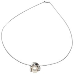 Mikimoto Diamant Akoya Zuchtperle Platin Anhänger Weißgold Kette Halskette