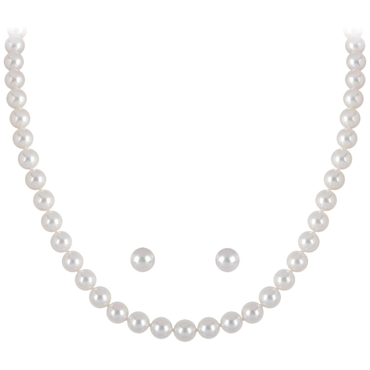 Mikimoto Diamond and Pearl Earrings and Necklace