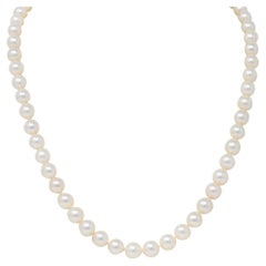 Retro Mikimoto Diamond Cultured Pearl 18 Karat Gold Strand Necklace
