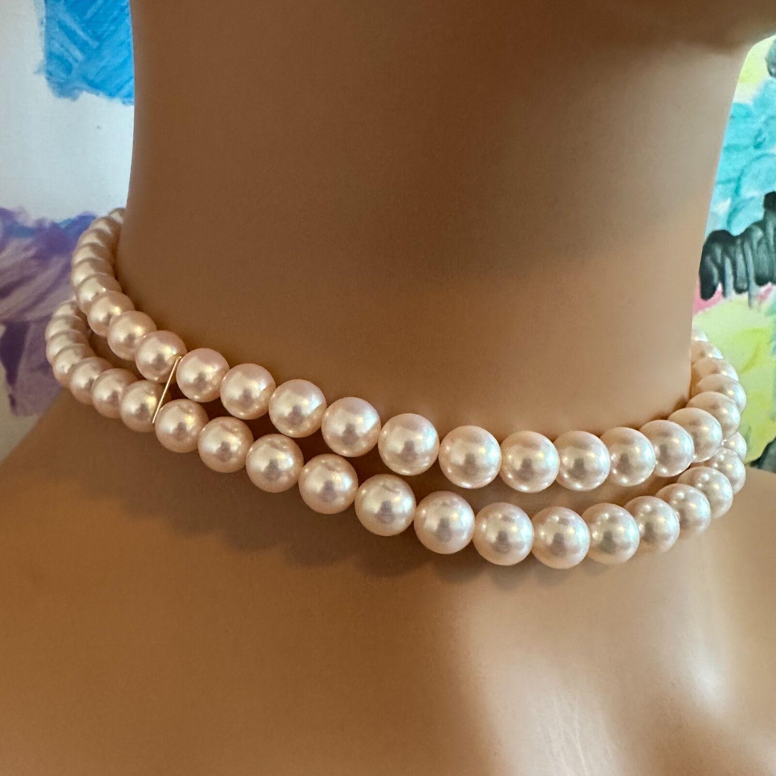 Mikimoto Collier de perles de culture à double rang de 8 mm en vente 9