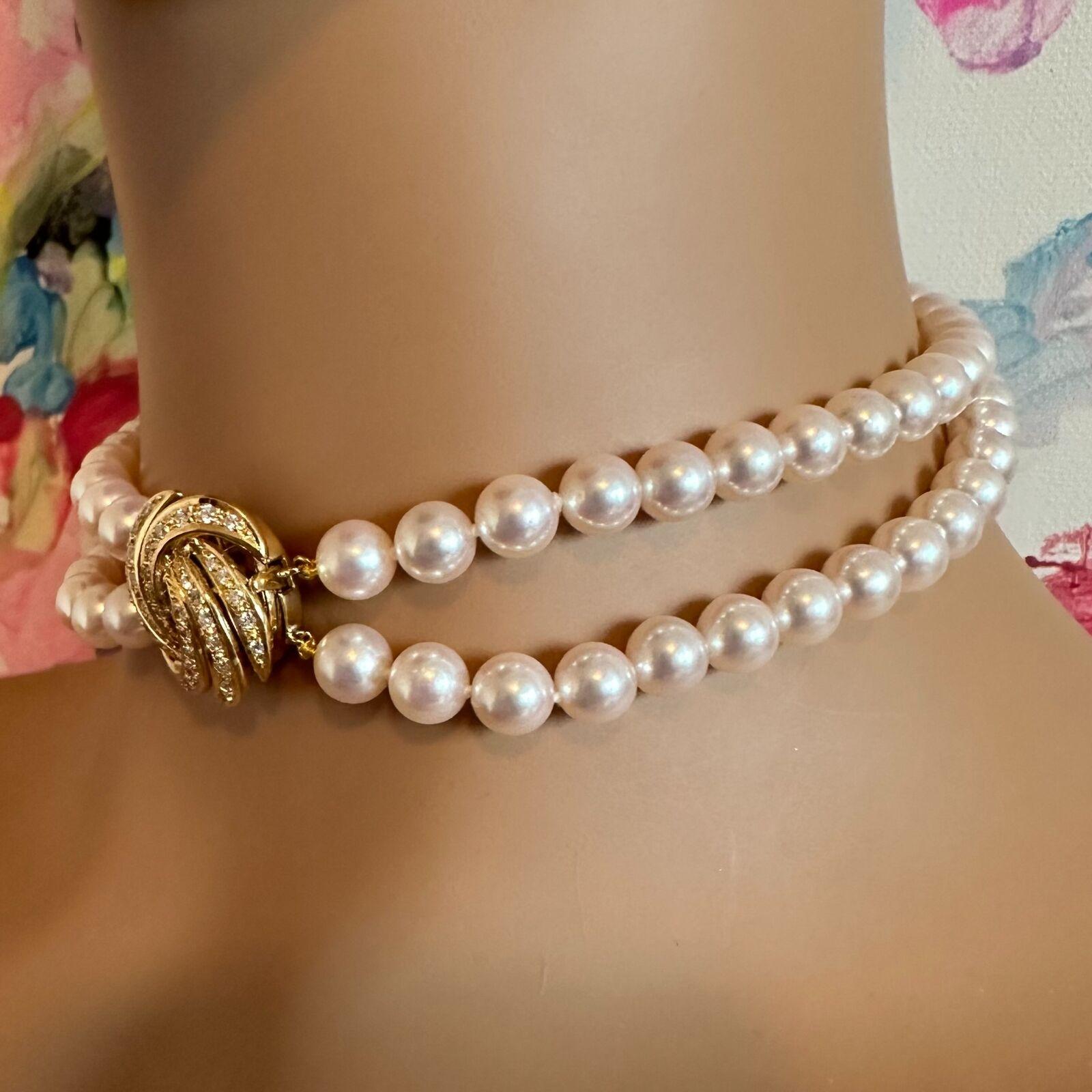 Mikimoto Collier de perles de culture à double rang de 8 mm en vente 10