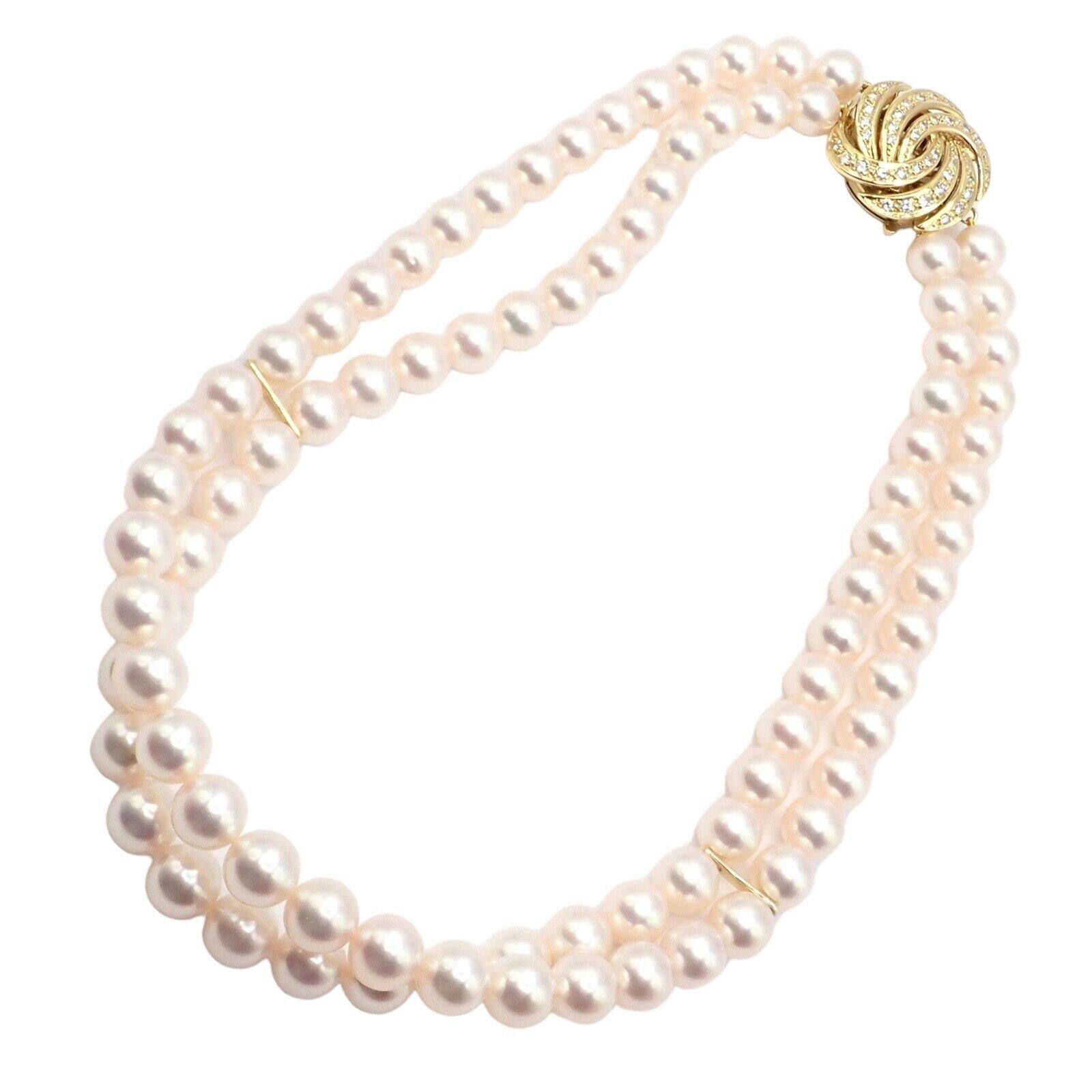 Taille brillant Mikimoto Collier de perles de culture à double rang de 8 mm en vente