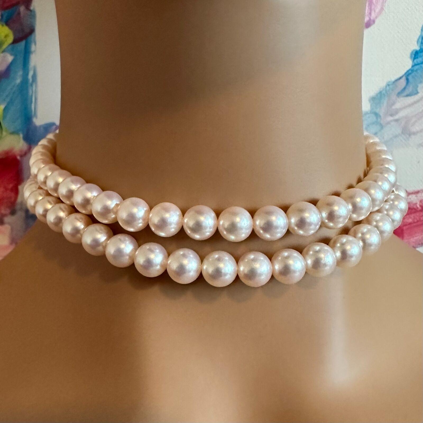 Mikimoto Collier de perles de culture à double rang de 8 mm en vente 1