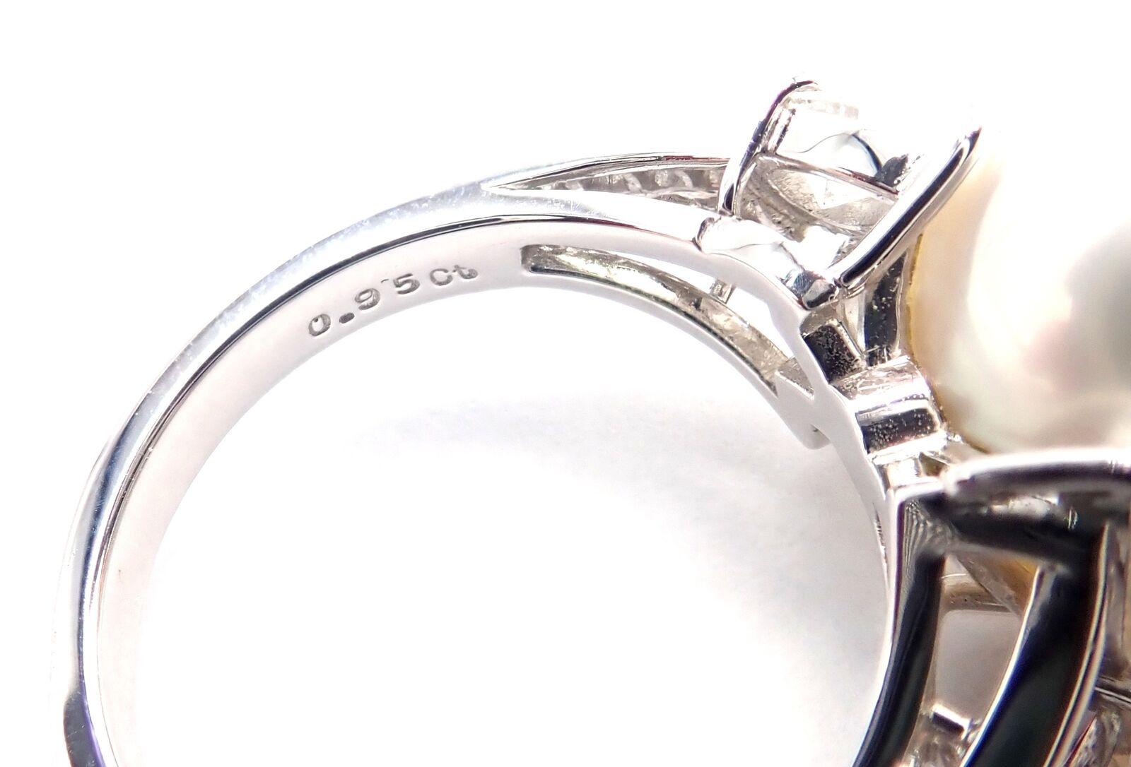 Mikimoto Diamond Large 12.5mm South Sea Pearl Platinum Ring For Sale 5