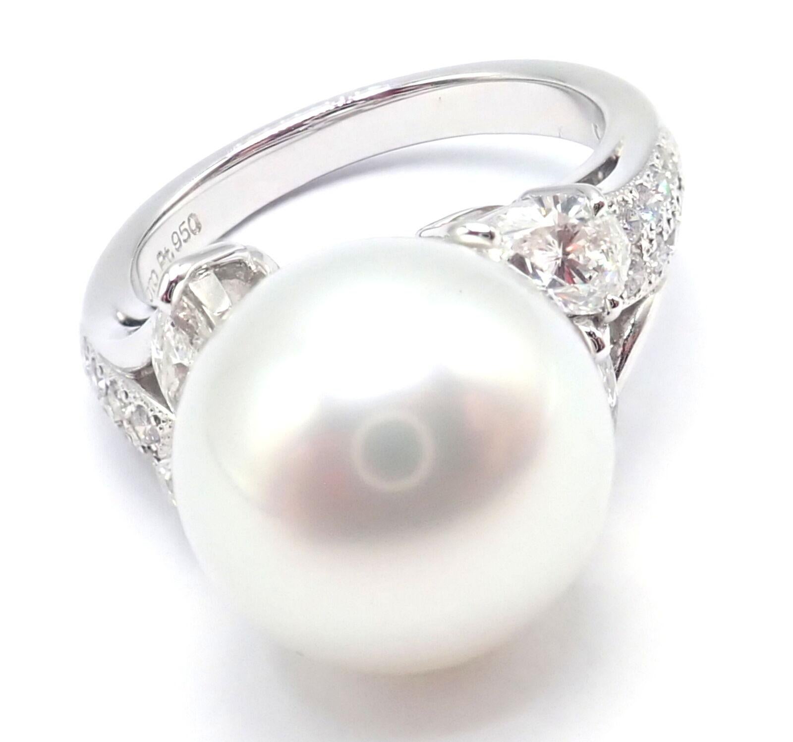 Mikimoto Diamond Large 12.5mm South Sea Pearl Platinum Ring For Sale 7
