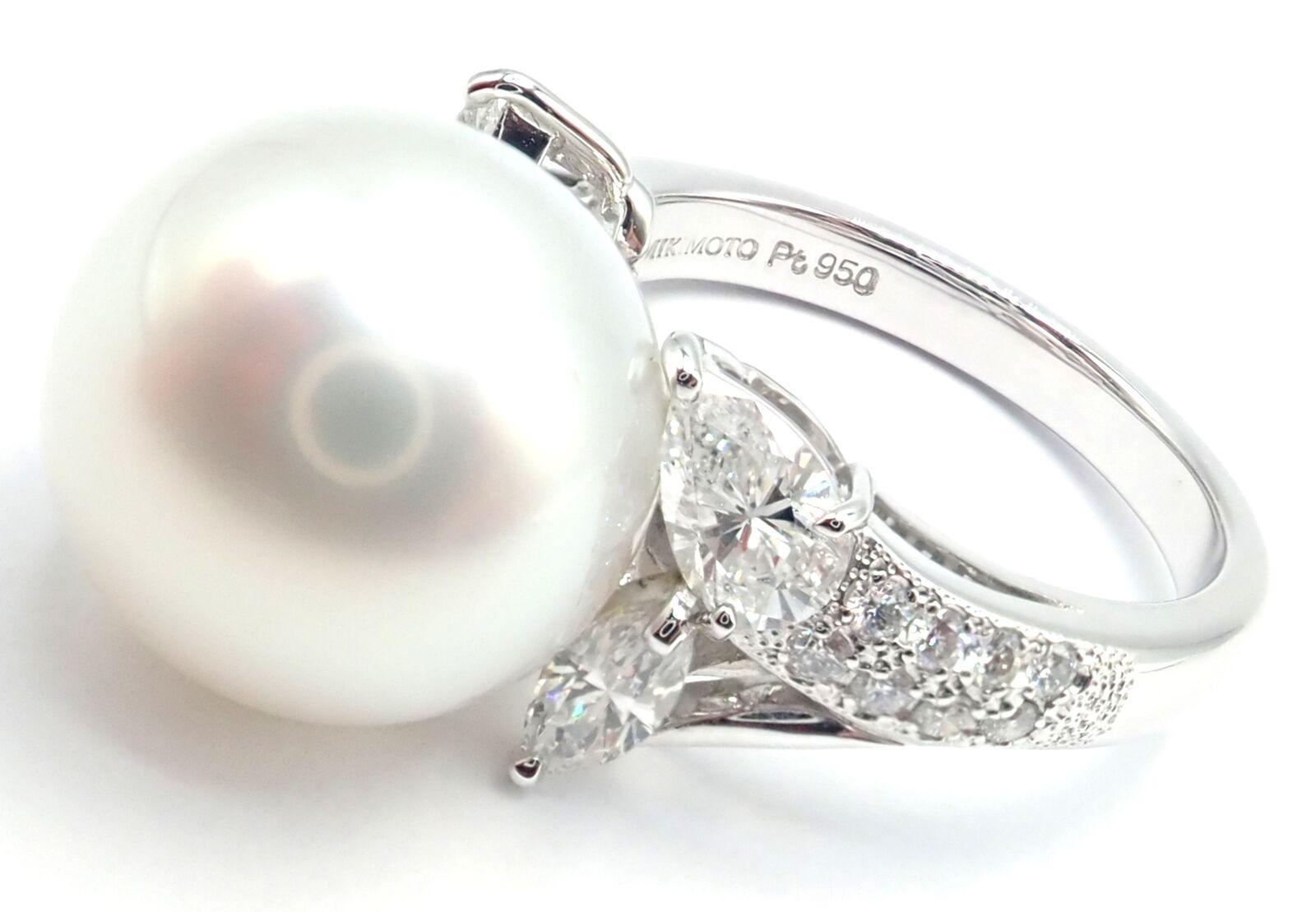 Mikimoto Diamond Large 12.5mm South Sea Pearl Platinum Ring In Excellent Condition For Sale In Holland, PA