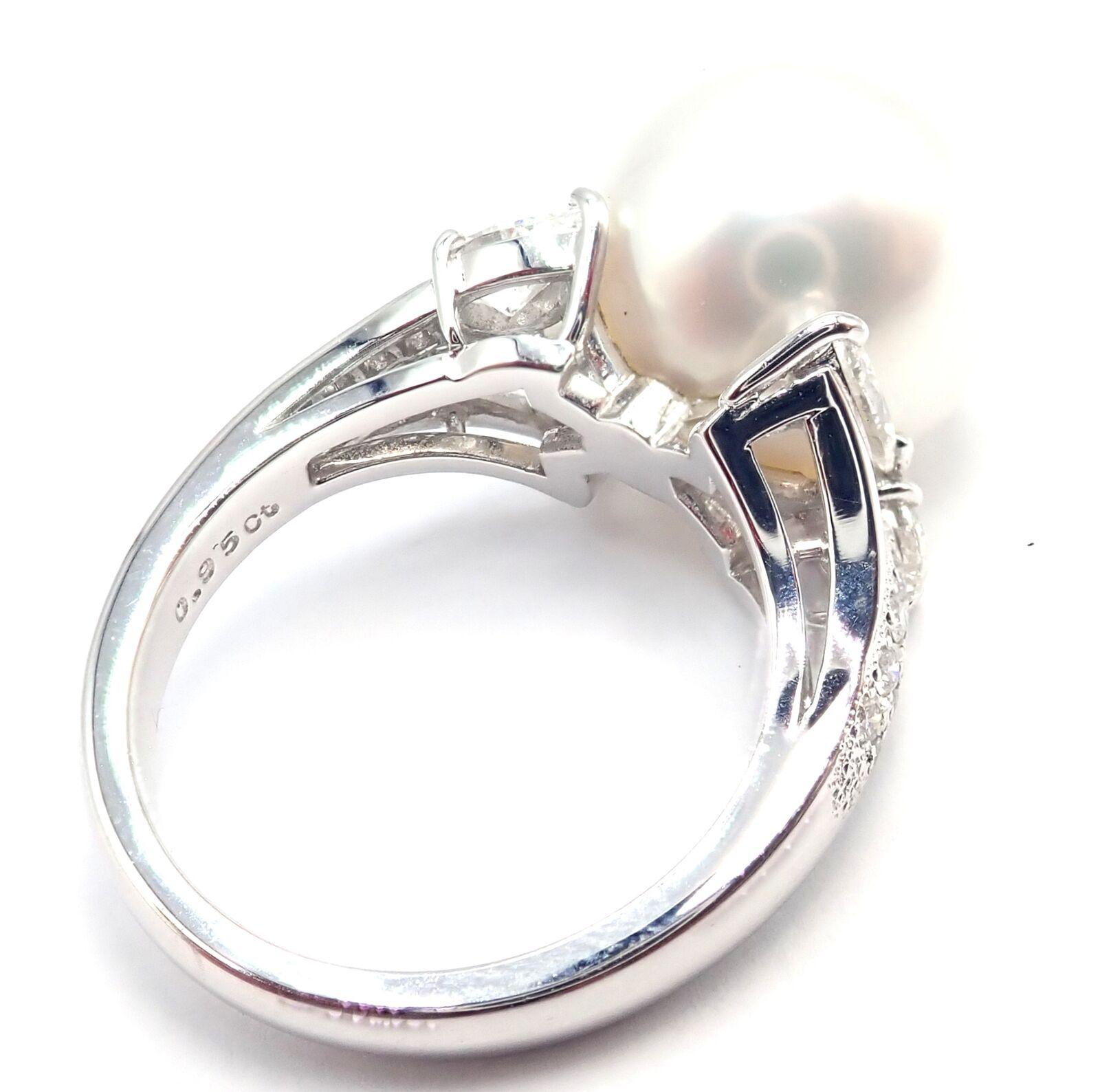Mikimoto Diamond Large 12.5mm South Sea Pearl Platinum Ring For Sale 1