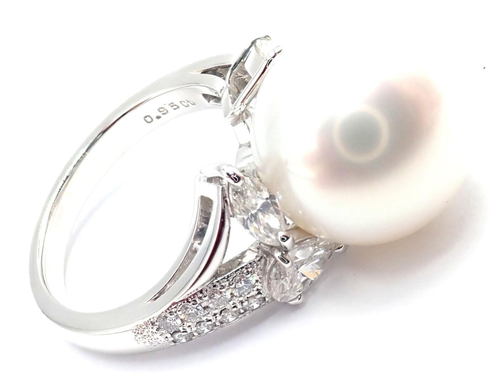 Mikimoto Diamond Large 12.5mm South Sea Pearl Platinum Ring For Sale 2