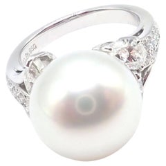 Mikimoto Diamante Grande 12.5 mm Perla dei Mari del Sud Anello in platino