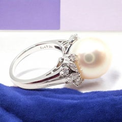 Mikimoto Diamond Large 12mm South Sea Pearl Platinum Ring
