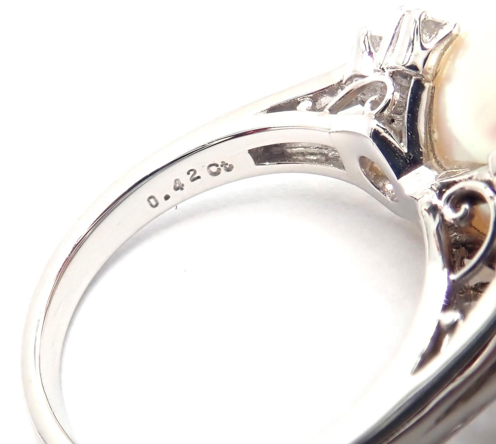 Women's or Men's Mikimoto Diamond Large 12mm South Sea Pearl Platinum Ring For Sale
