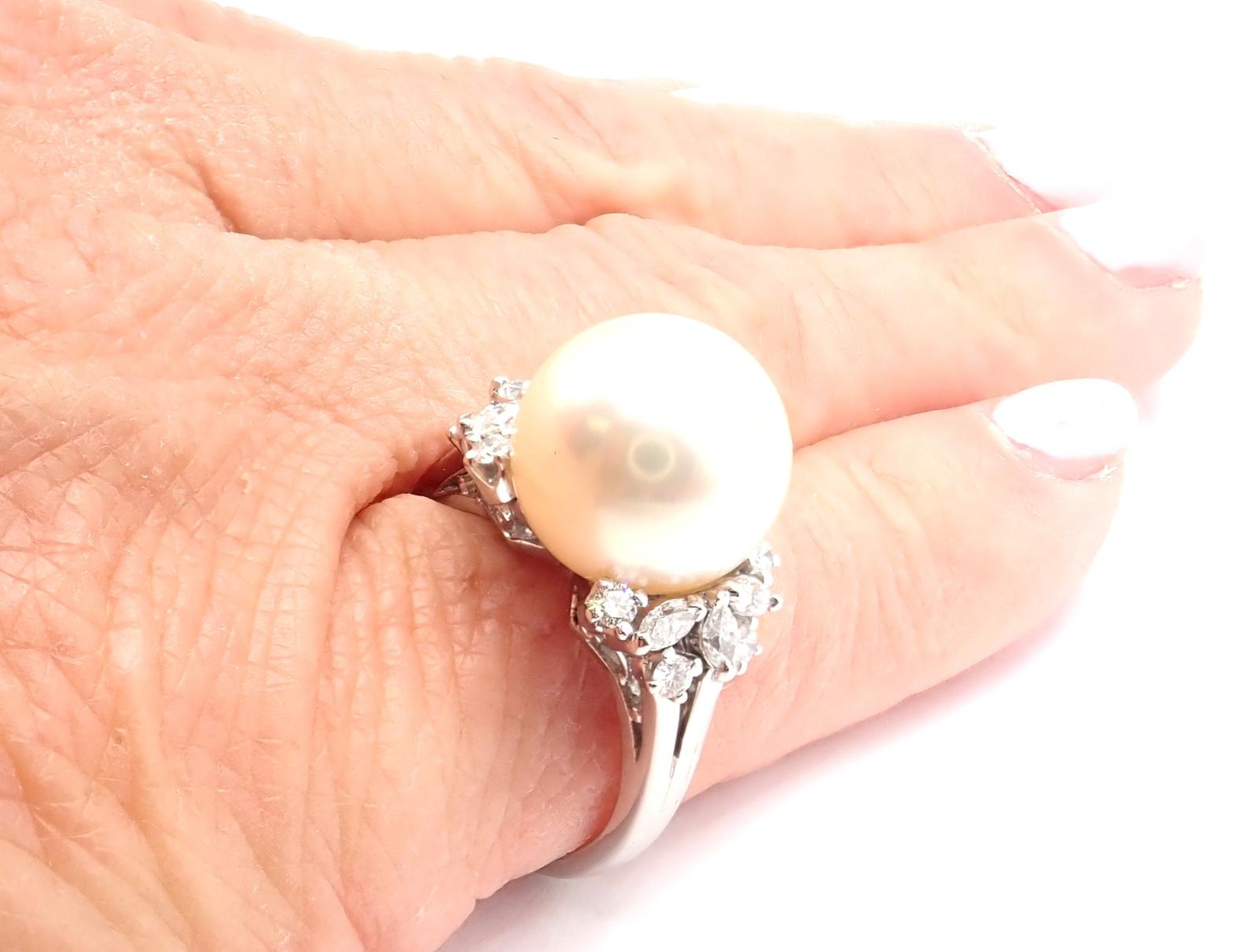 Mikimoto Diamond Large 12mm South Sea Pearl Platinum Ring For Sale 3