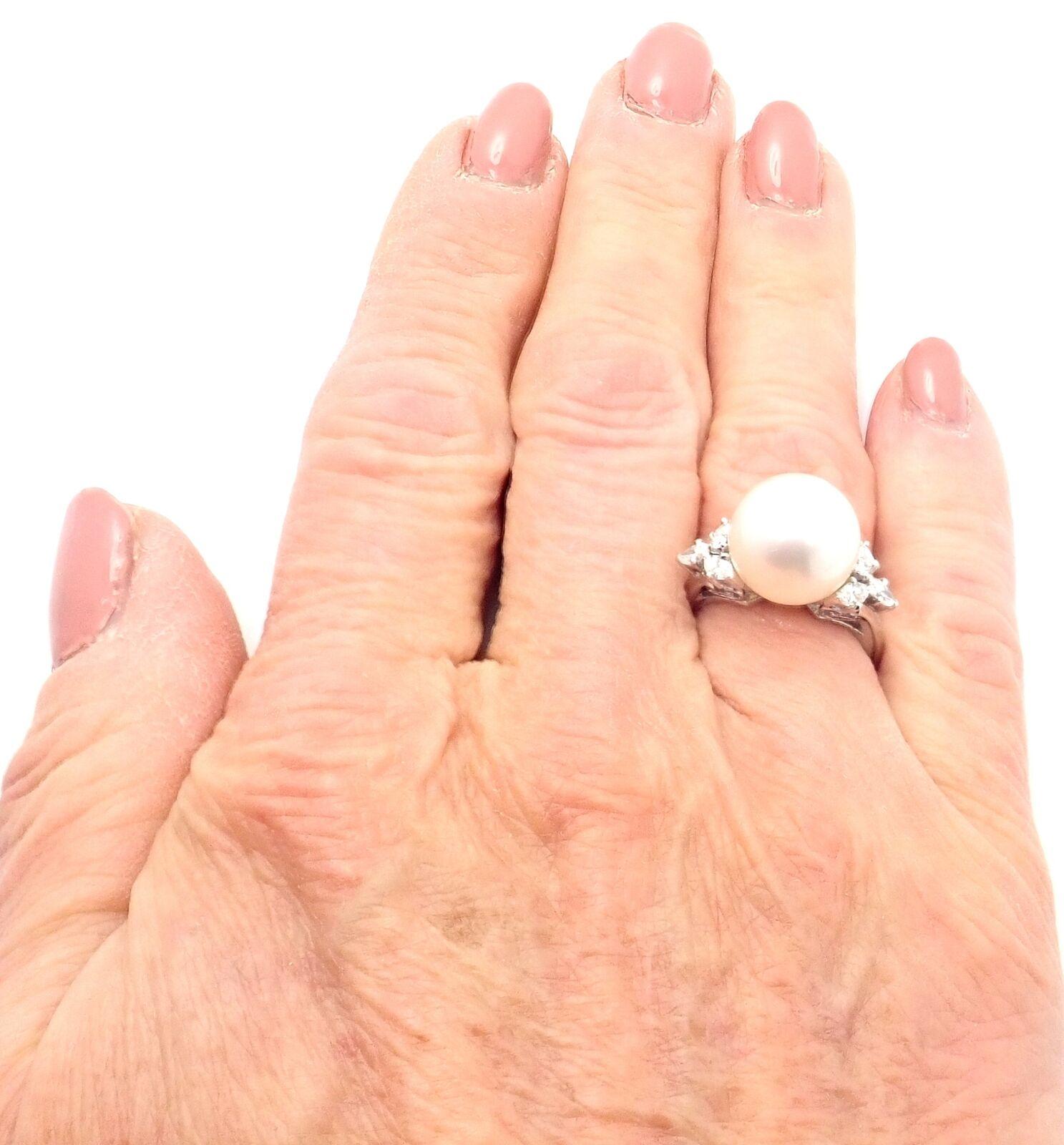 Mikimoto Diamond Large 12mm South Sea Pearl Platinum Ring 2