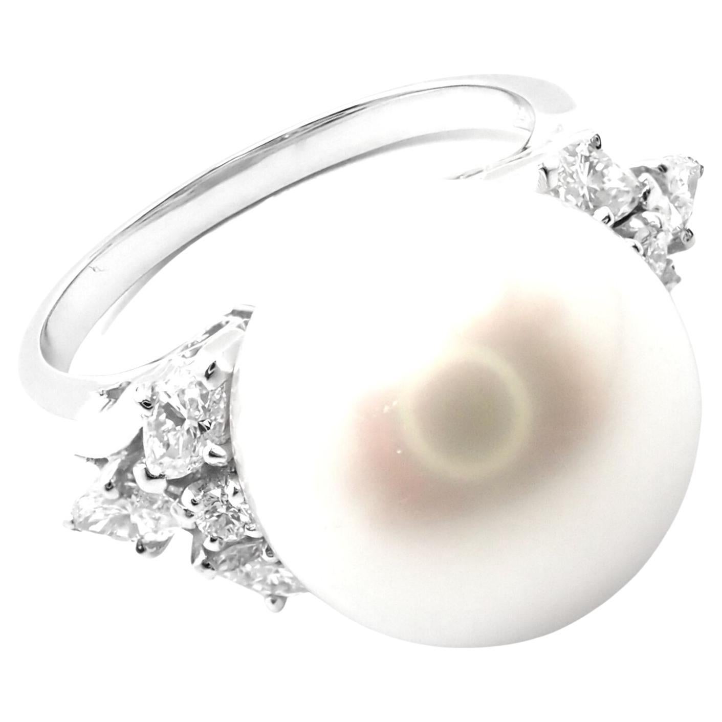 Mikimoto Diamond Large 12mm South Sea Pearl Platinum Ring