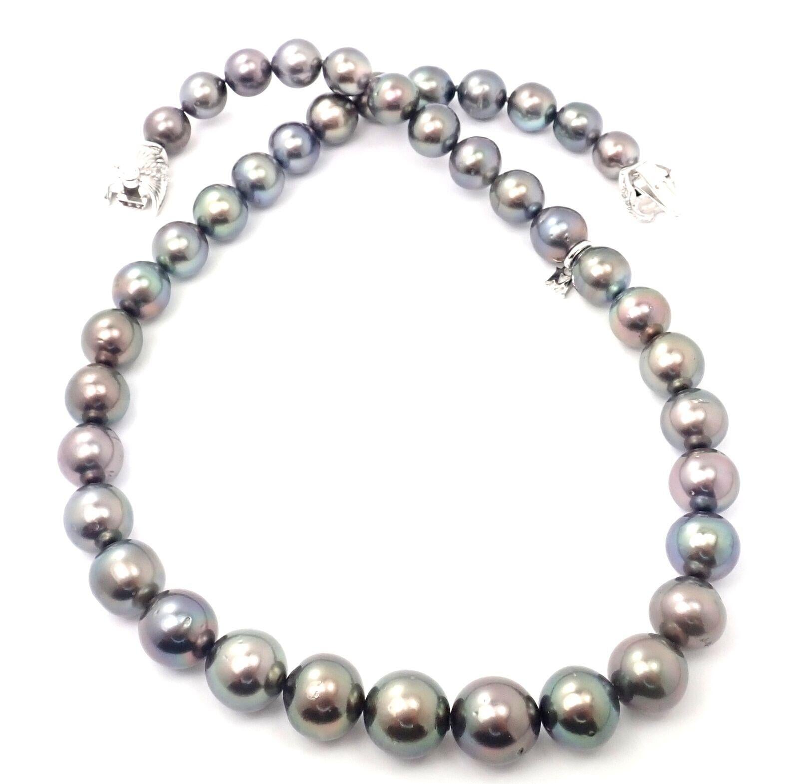 Women's or Men's Mikimoto Diamond Large Tahitian South Sea Pearl Strand White Gold Necklace