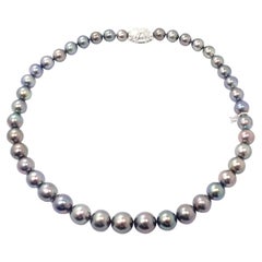 Mikimoto Diamond Large Tahitian South Sea Pearl Strand White Gold Necklace