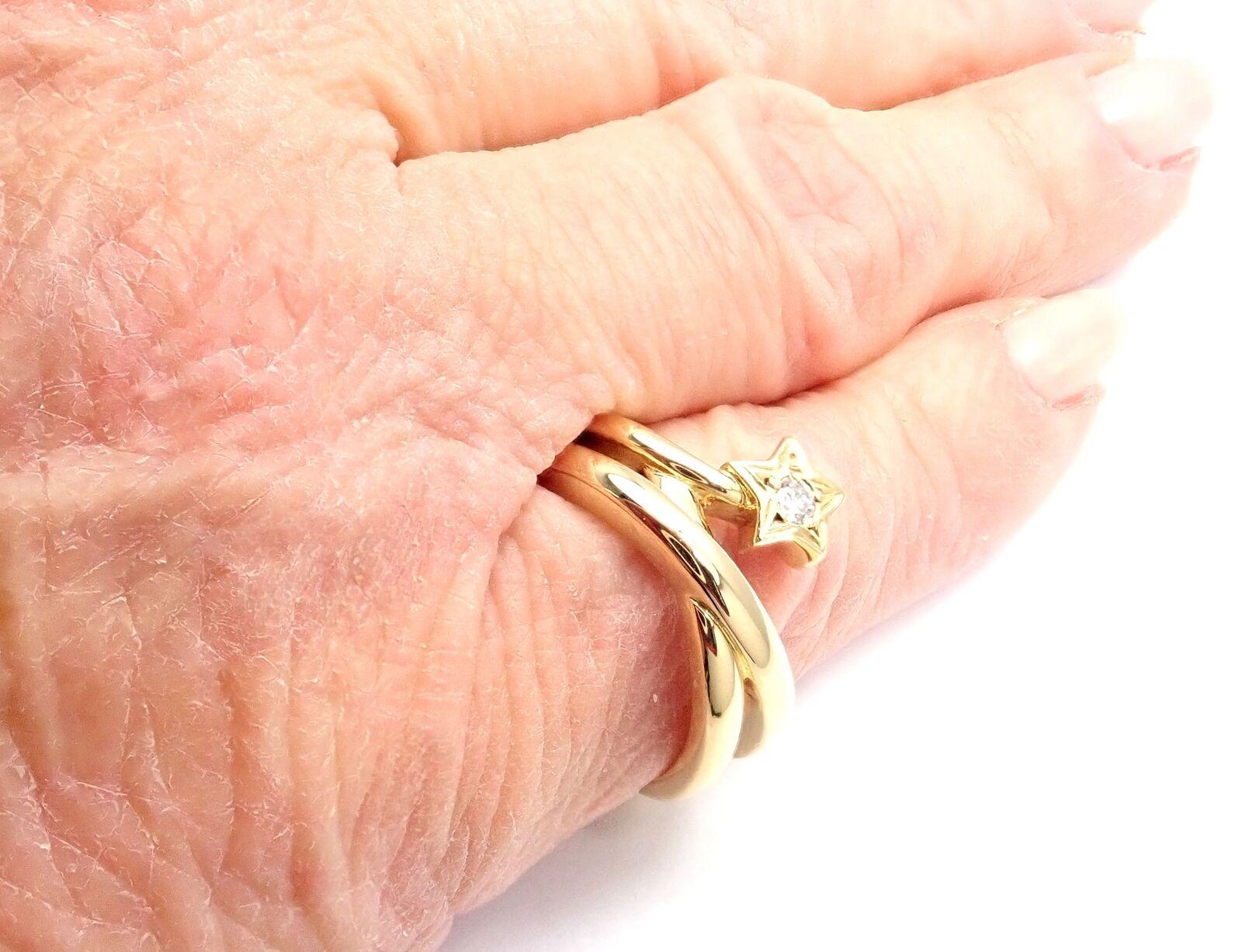 Mikimoto Diamant Glücksstern Gelbgold Band Ring im Angebot 1