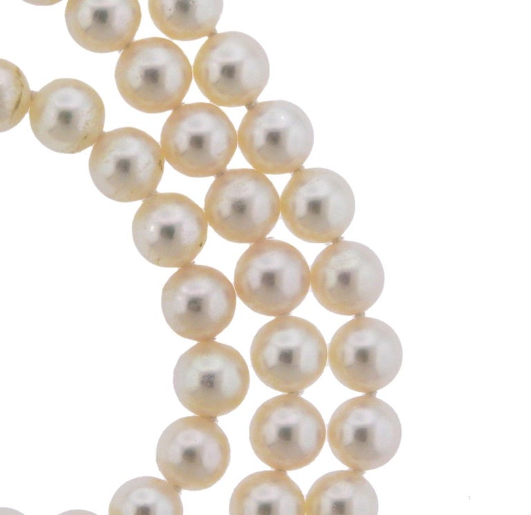 Mikimoto Diamond Pearl Flower Necklace at 1stDibs