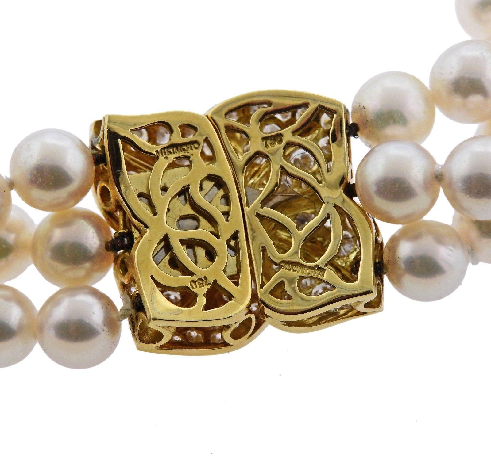Women's or Men's Mikimoto Diamond Pearl Flower Necklace