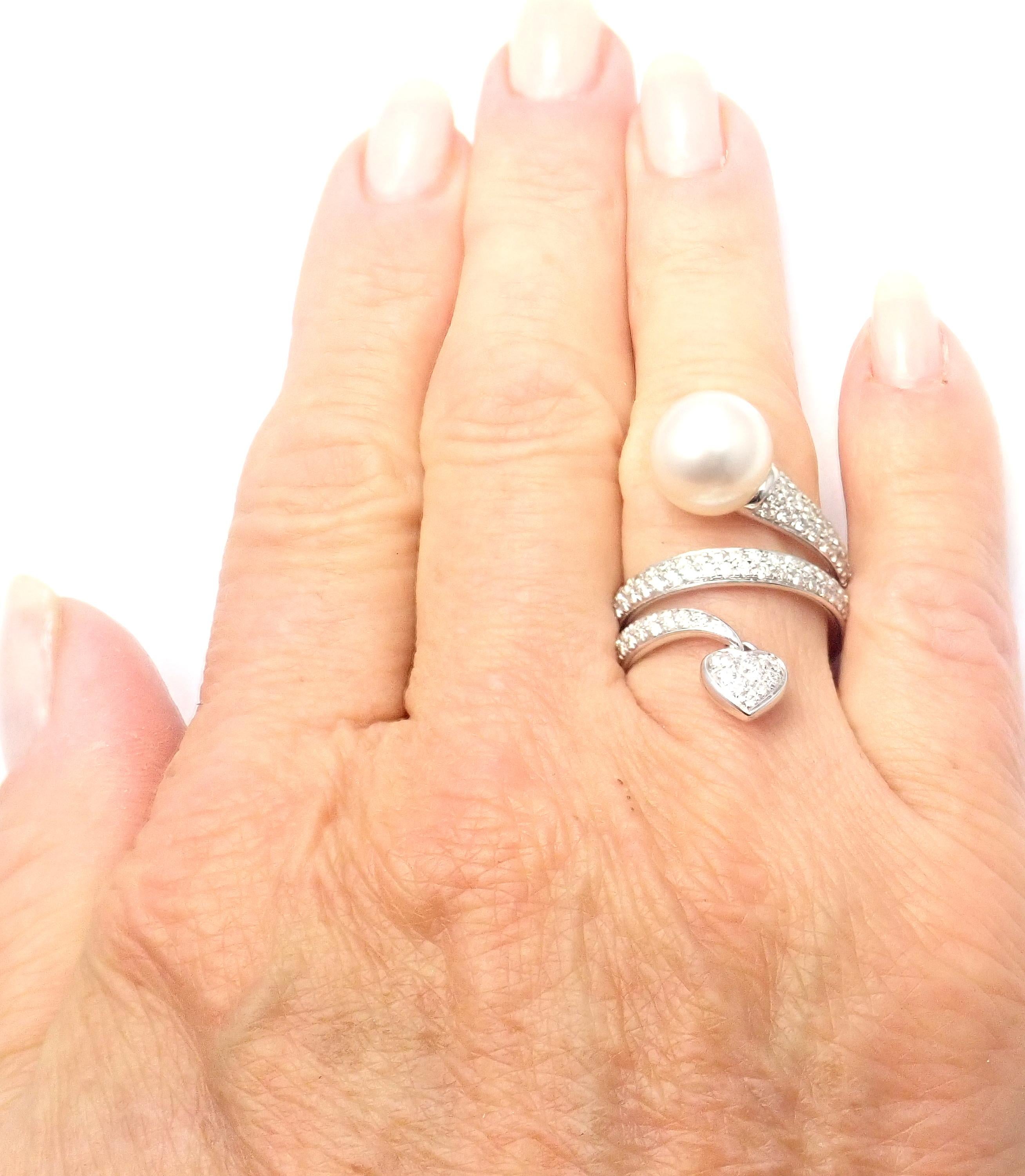 Mikimoto Diamant-Südseeperlen-Herzring aus Weißgold 3
