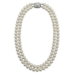 Collar de plata de ley con perlas Akoya de doble vuelta de Mikimoto