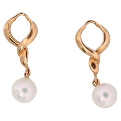 Mikimoto Earrings Jackets. Vintage 18k Gold Mikimoto Pearl drop Enhancers.