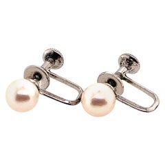 Mikimoto Earrings Sterling Silver 2.82 Grams Pearls