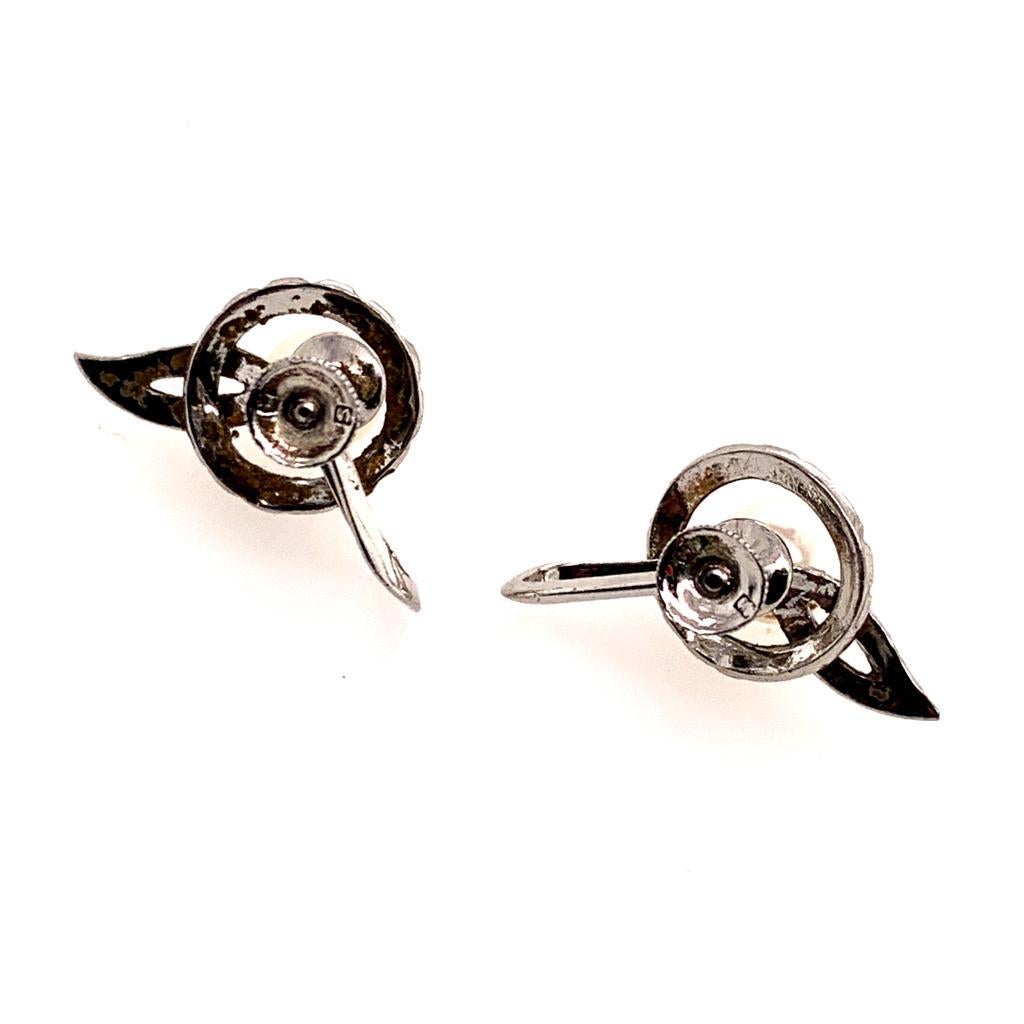 Mikimoto Estate Earrings Sterling Silver 3.28 Grams 6.30 mm Pearls 5