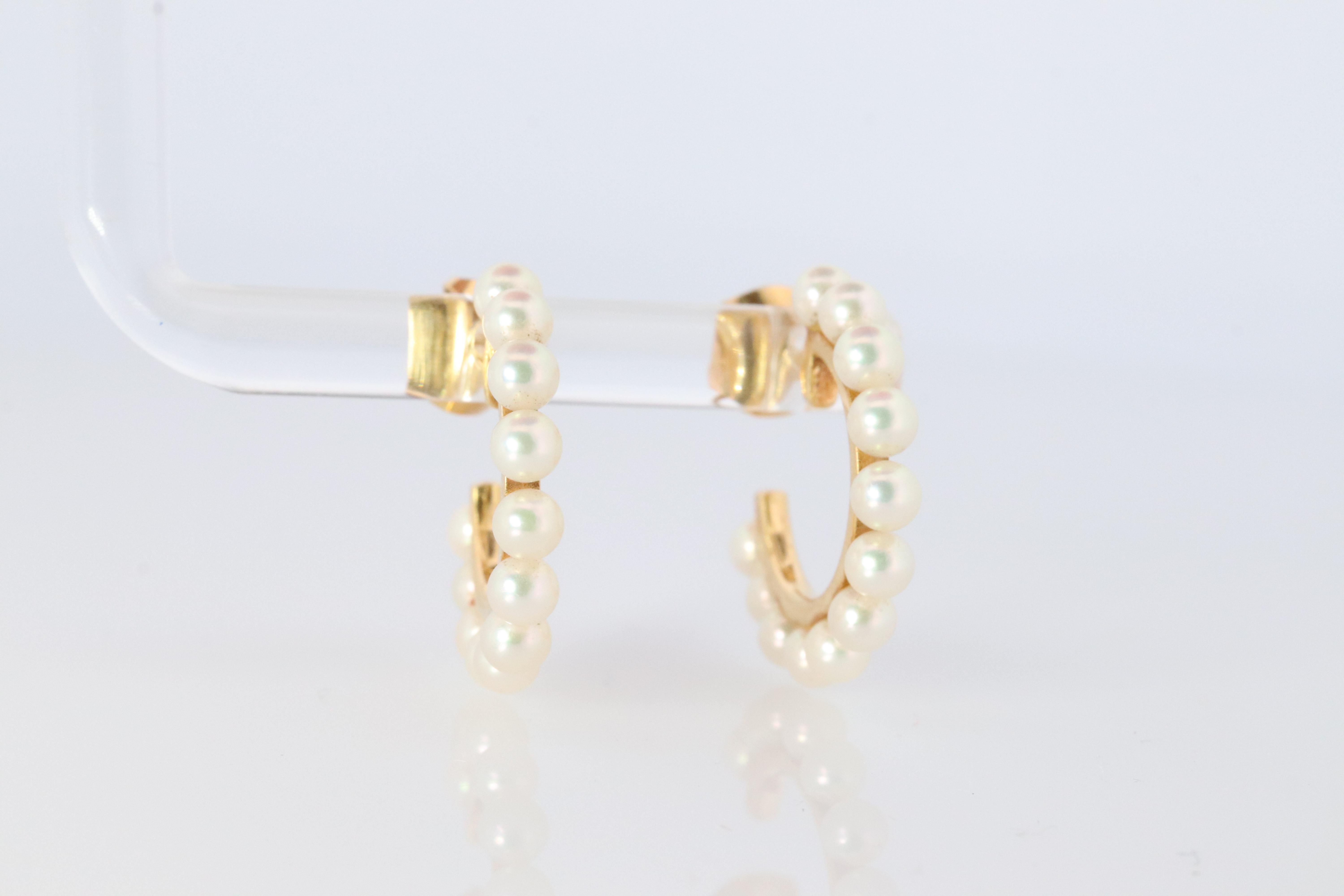 mikimoto pearl hoop earrings
